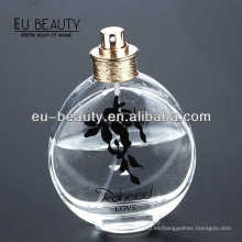 Botella de spray de perfume transparente de vidrio redondo, 100ml